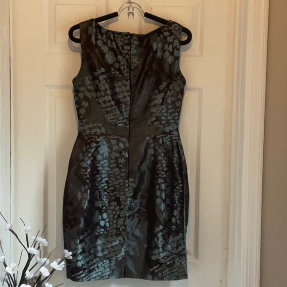 Anne Klein New York, sz 6 gorgeous shiny dress. EUC brown/grey/turquoise - Picture 4 of 12
